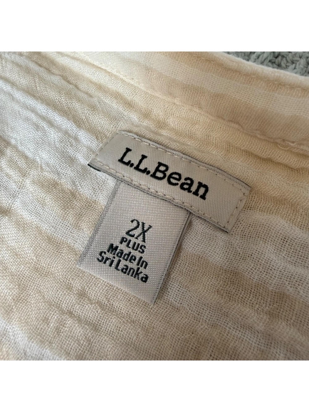 LL Bean Cloud Gauze Split Neck Shirt Womens 2X Plus Cream White Blouse Top - Picture 4 of 8